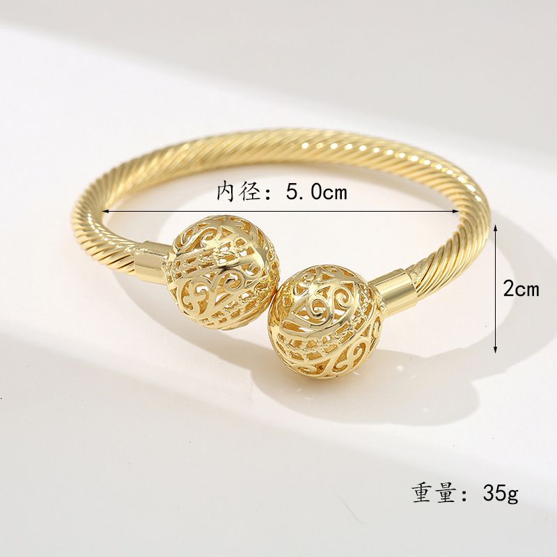Braccialetto elegante, versatile, in rame placcato oro, con zirconi intarsiati, regolabile e aperto, per donna._voghion.com