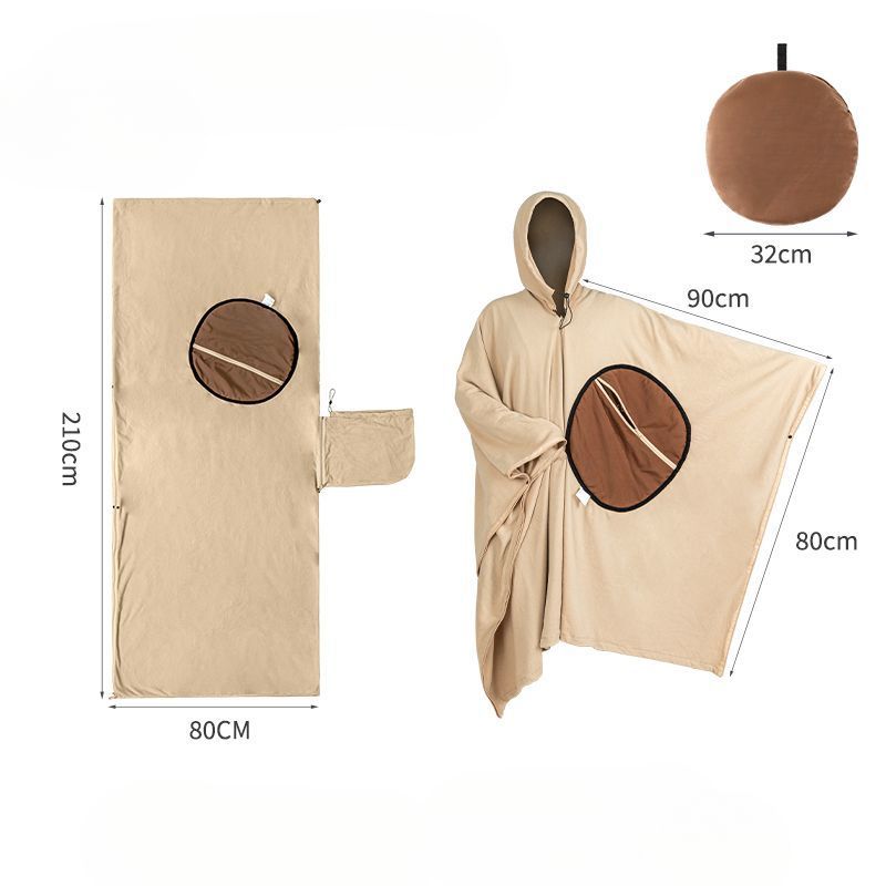Outdoor Camping Thermal Multifunctional Wearable Fleece Sleeping Bag Travel Dirt-Proof Inner Liner Nap Blanket Pillow_voghion.com