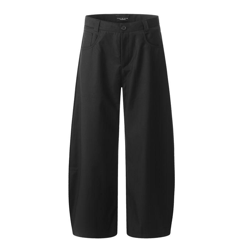 Herrenbekleidung Pendlerhose mit drapiertem Scimitar-Design für Männer und Frauen, lockere Freizeithose mit weitem Bein_voghion.com