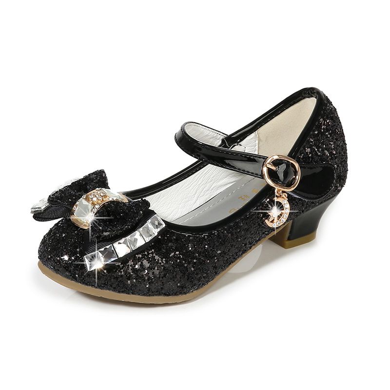 Zapatos de mujer, zapatos de vestir para fiesta, zapatos de boda, sandalias para niñas pequeñas, zapatos con lazo con purpurina, zapatos de tacón alto de cristal para niños_voghion.com