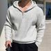 Men’s Half-Zip Hooded Sweater – Lightweight Knit Pullover With Stand Collar (Black/Grey, S-4XL)_voghion.com