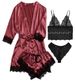 Véierdeeleg Pyjama-Set fir Fraen, sexy Lingerie Plus Size_voghion.com