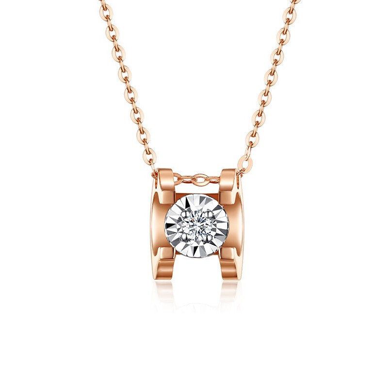 Super flash Moissanite anhänger kuh kopf ein karat halskette frauen O kette schlüsselbein kette_voghion.com