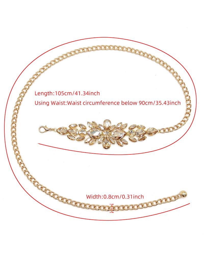 HOT A women's rhinestone inlaid chain waistband with a premium gold waistchain_voghion.com