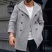 Langer Trenchcoat mit Kapuze für Herren, zweireihig, lässiger Mantel, winddicht, Polyester-Mischgewebe, Oberbekleidung für Herbst und Winter, für Streetwear und Pendeln_voghion.com