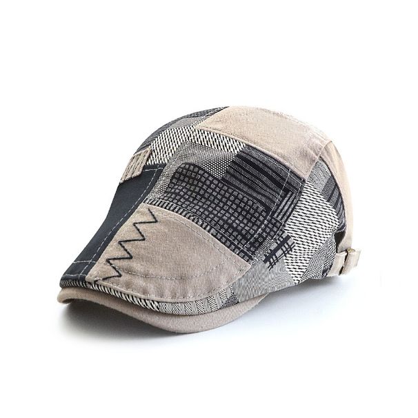 Vendita calda retrò uomo berretti autunno patchwork plaid visiera Gatsby Newsboy donne lana piatto Cabbie Ivy Cap twill a spina di pesce cappello_voghion.com