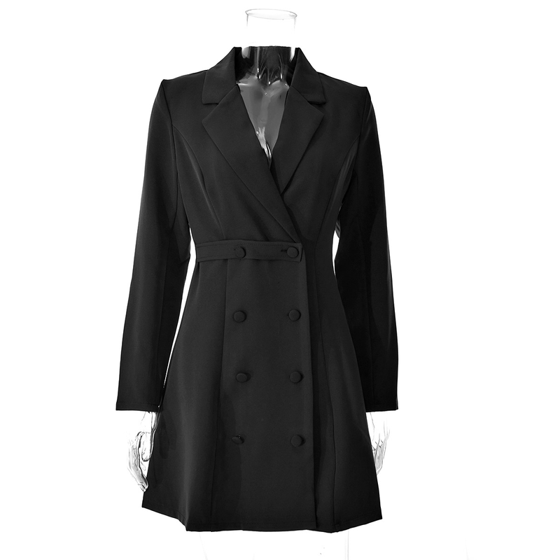 Damen-A-Linien-Kleid mit Taillenformung und langem Ärmel, Design-Sinn_voghion.com