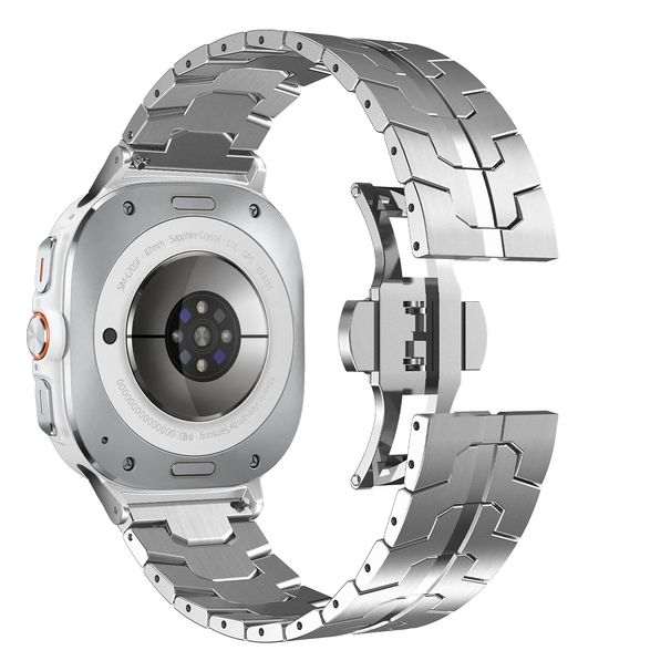 Suitable For Samsung Galaxy Watch Ultra Dedicated Head Grain IronMan Butterfly Buckle Stainless Steel Strap_voghion.com