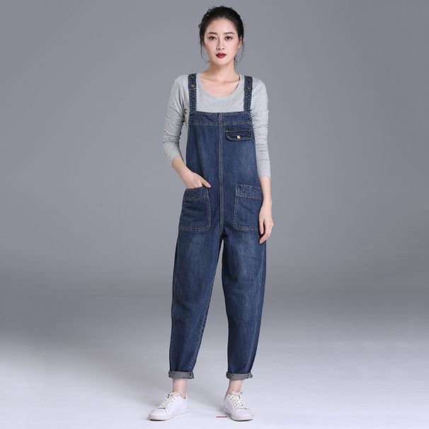 Vêtements pour femmes de grande taille Xintang denim style chaud grosse fille jeans salopette_voghion.com
