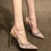 Summer Fairytale Style Pointed Toe 2025 New Silver Sandals Backless Comfortable Fine Heeled Single Shoes Fashion Exquisite_voghion.com