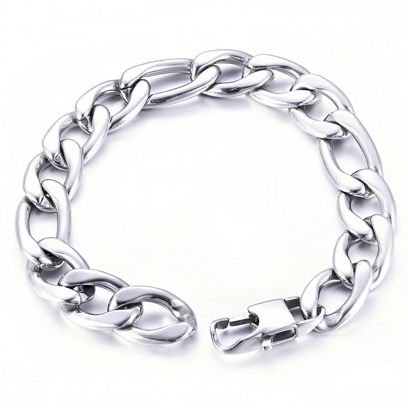 Bracciale alla moda semplice in acciaio al titanio, catena larga e piatta, modello Hip-Hop 3:1NK da uomo_voghion.com