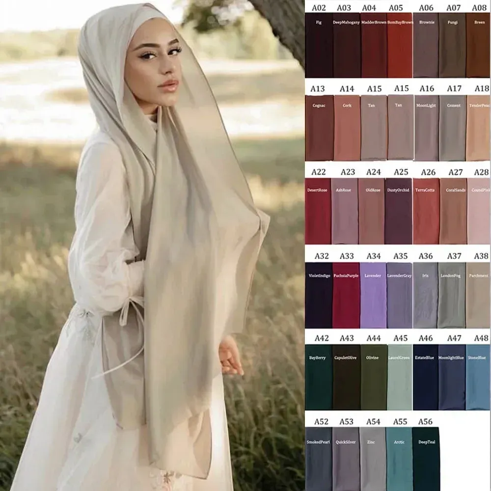 Foulard musulman Voile en mousseline de soie perlée Voile long malais Châle africain du Moyen-Orient_voghion.com