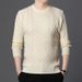 Roupas masculinas Twist tecido suéter gola redonda suéter interno masculino suéter com fundo grosso suéter moderno pulôver_voghion.com