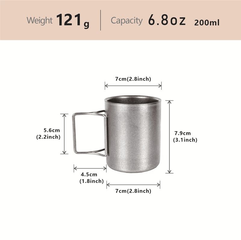 Copo dobrável de dupla camada de aço inoxidável 304 retrô para áreas externas, copo portátil com isolamento e alça para água_voghion.com