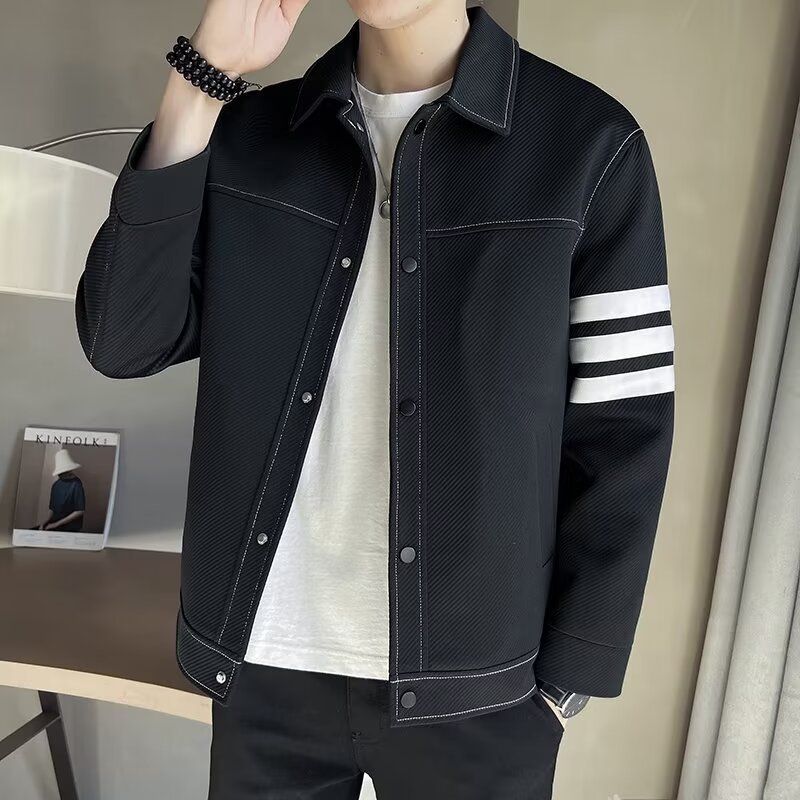 Veste pour homme, printemps et automne, joli haut de gamme, tendance, décontracté, rayé, manteau pour homme_voghion.com