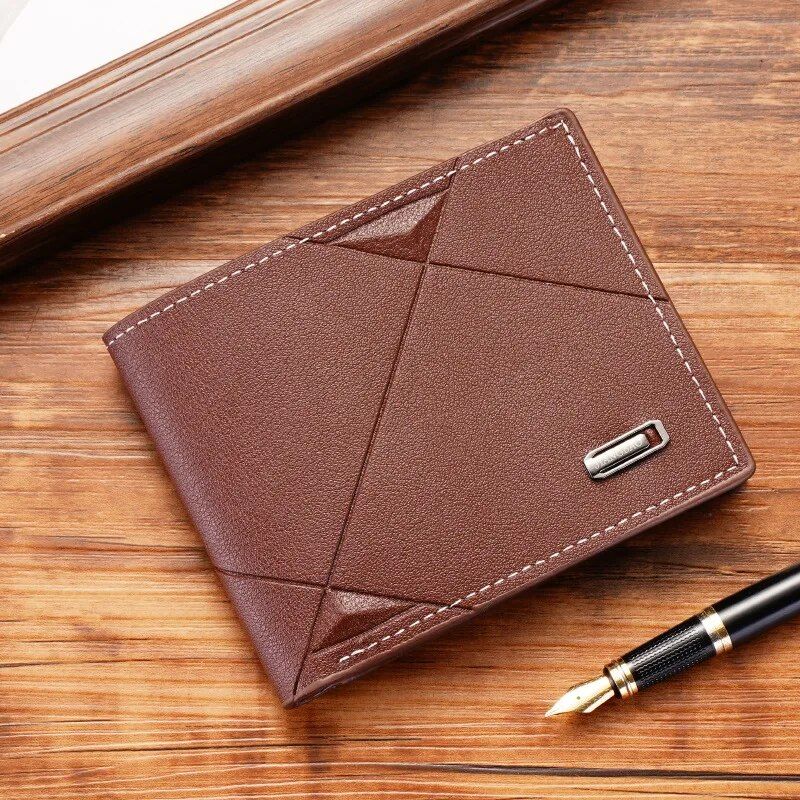 New Men's Short Multi-card Coin Purse Fashion Casual Male Youth Thin Three-fold Horizontal Soft Wallet Men PU_voghion.com