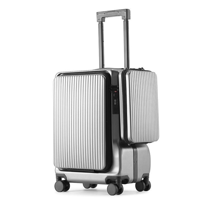 Bagaglio a mano da 20" con telaio in alluminio, porta di ricarica USB, apertura frontale e lucchetto TSA - Valigia leggera e resistente per viaggi d'affari_voghion.com