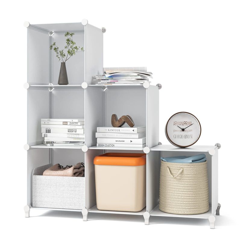 Home & Garden Rek Opbergrek Eenvoudige draagbare garderobekast Diversen Gelaagd opbergrek Afwerkingscombinatie Plastic kast Eenvoudige boekenkast_voghion.com