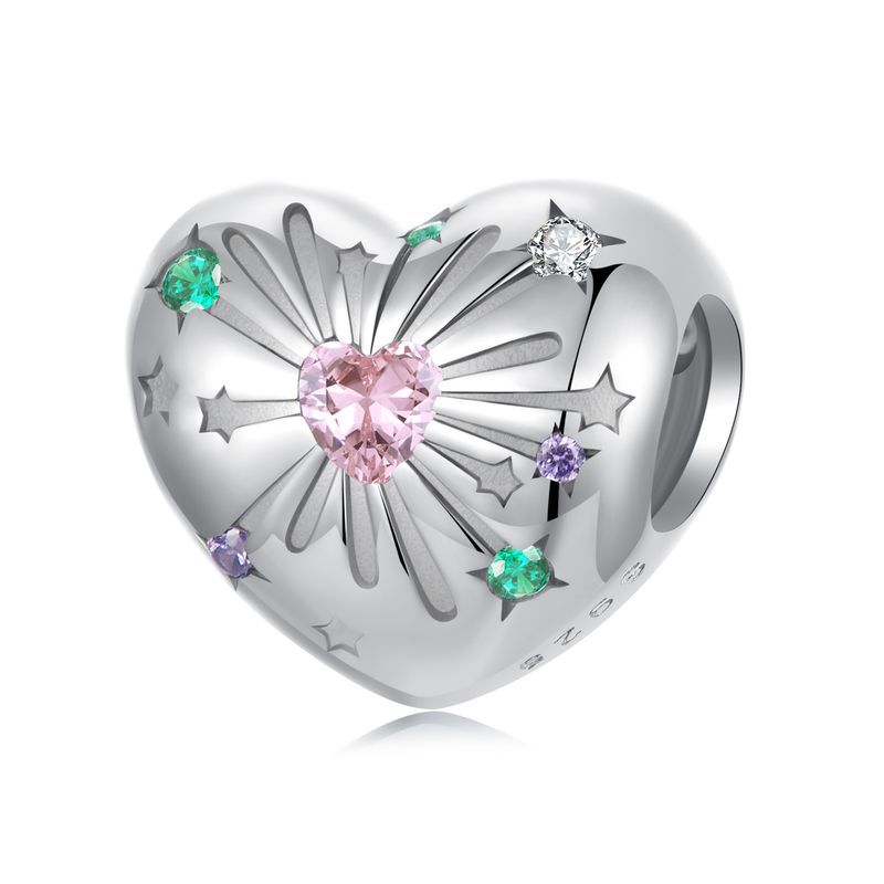 Dazzling Heart Charm Sterling Silver Charm_voghion.com