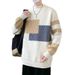 New color blocking striped sweater for men in autumn and winter, round neck long sleeved base sweater, thread jacket, warm knit sweater_voghion.com