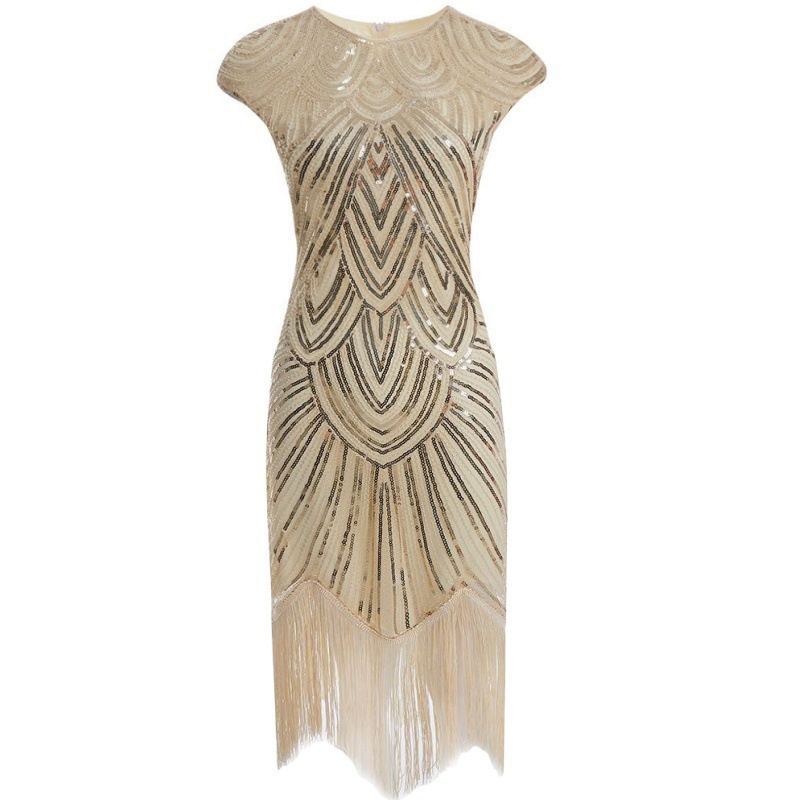 New product quality tassel woven sequin 1920S movie dress_voghion.com