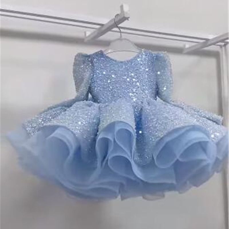 Gorgeous Sequin Birthday Host Princess Flower Girl Fluffy Model Runway Piano Performance Dress_voghion.com