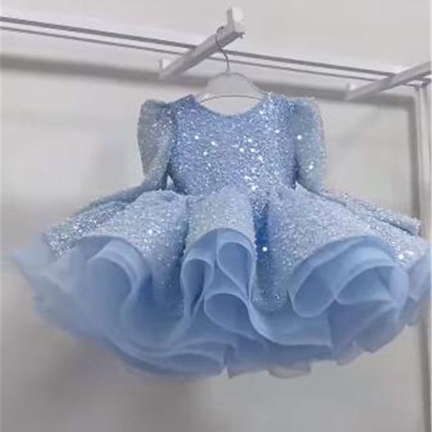 Gorgeous Sequin Birthday Host Princess Flower Girl Fluffy Model Runway Piano Performance Dress_voghion.com