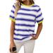 Casual Striped Short Sleeve T-Shirt For Men & Women – Comfortable Cotton Blend, Loose Fit, Color Block Design_voghion.com