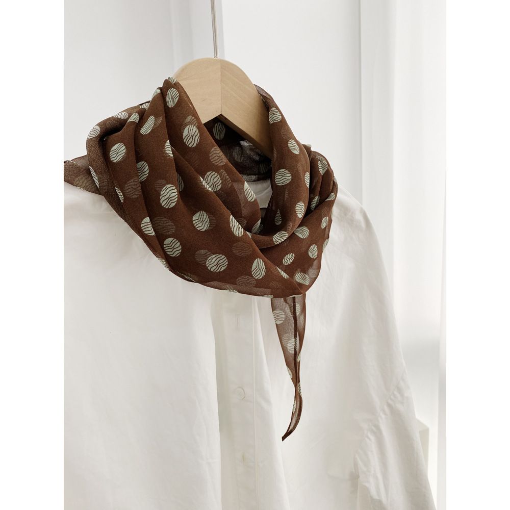 High Version French Brown Long Strip Georgette For Women Spring Summer Versatile Neck Tie Thin Elegant Accessory Silk_voghion.com