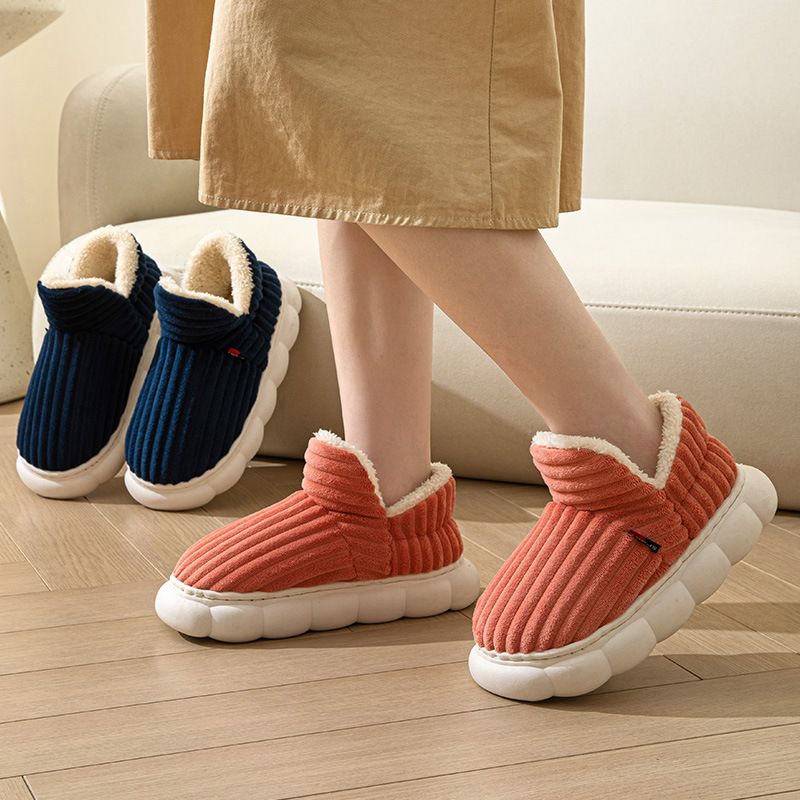 Autumn Winter Cotton Slippers For Women With Heel, Thick Soft Sole, Indoor Home Warm Maternity Shoes, Full Coverage_voghion.com
