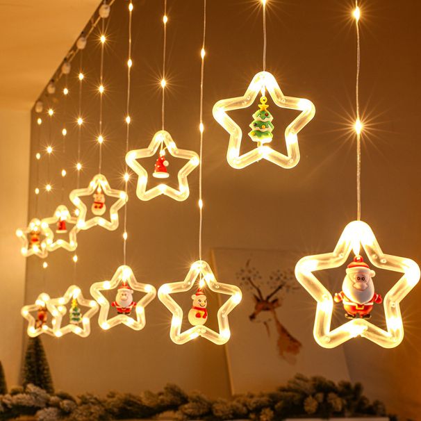 LED Christmas Icicle String Lights - Remote-Controlled Star/Snowflake/Heart Designs, Warm White & Multicolor, USB-Powered_voghion.com