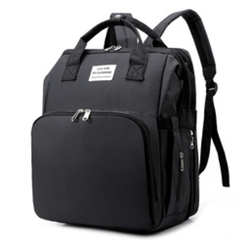 Fashionable Mommy Bag Folding Baby Bed Mother Large Capacity Portable Milk Bottle Diaper Double Shoulder Mom's Bag_voghion.com