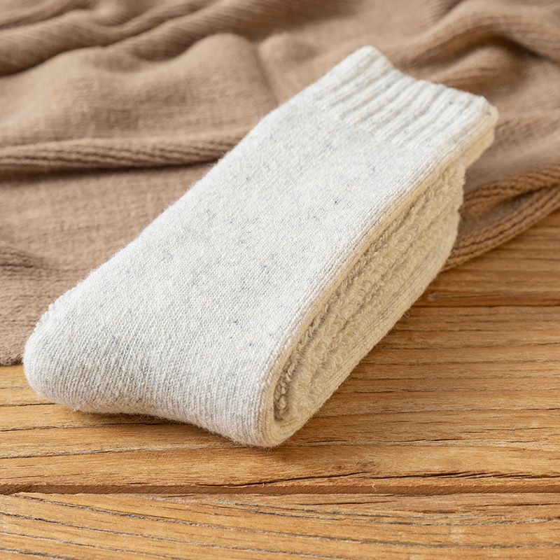 Wool socks men's extended winter high tube super thick women's fleece socks large size long tube loose cold-proof cotton socks_voghion.com