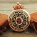 Orologio da tasca creativo unisex con quadrante al quarzo e bordo rosso-verde con diamanti_voghion.com