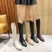 White Pointed Toe V-Cut Western Cowboy Over-the-Knee Long Fleece-Lined Slimming High Tube Retro Knight Boots_voghion.com