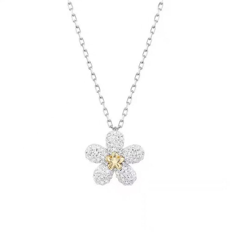 Collana con fiore piccolo e resistente, elemento femminile, catena per clavicola in cristallo_voghion.com