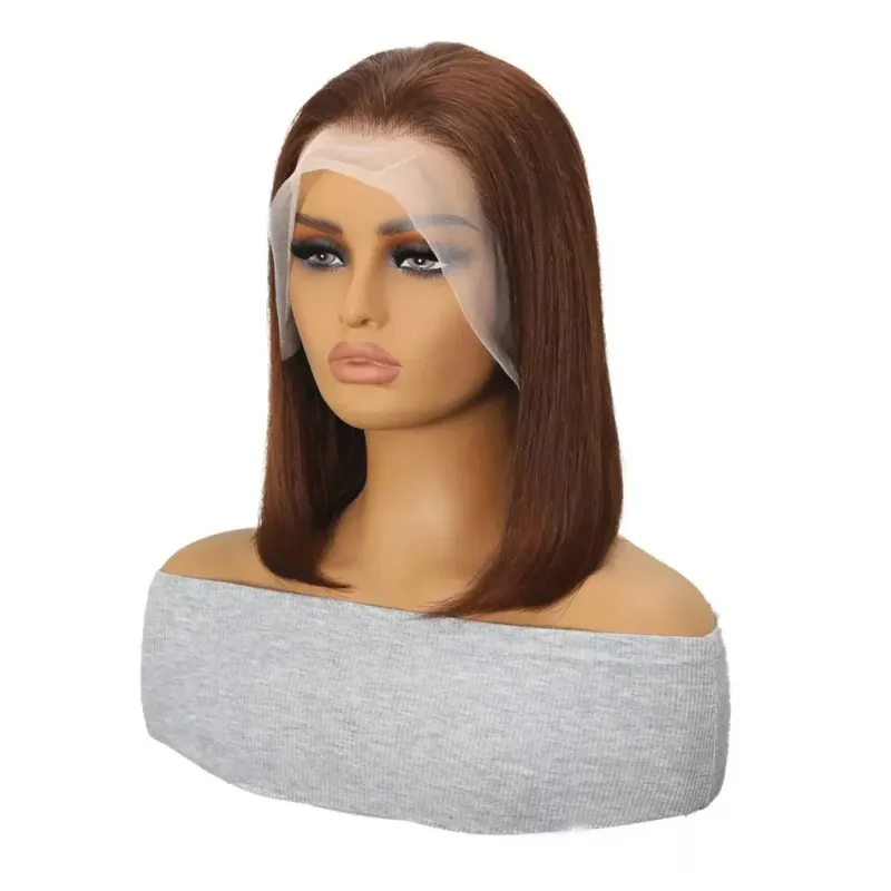 Perruque Bob Brun Chocolat Cheveux Brésiliens Remy 100% Cheveux Humains Qualité 210% Densité_voghion.com