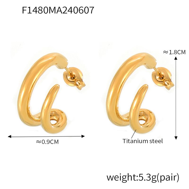 1 Pair Simple Style Solid Color Titanium Steel Ear Studs_voghion.com