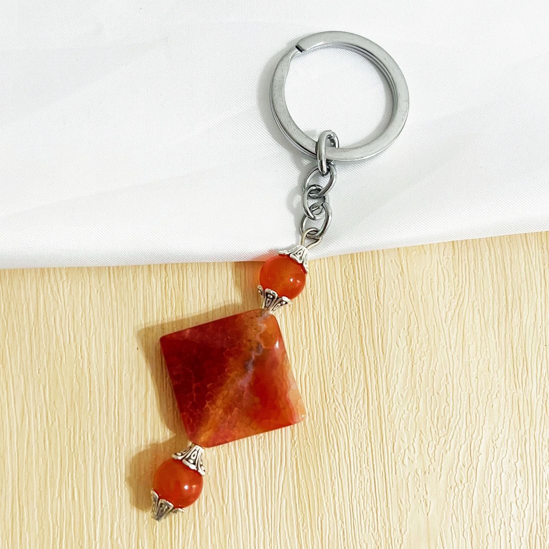 Φυσική πέτρα τετράγωνο αχάτη μπρελόκ κρεμαστό κόσμημα τσάντα αξεσουάρ κρεμαστό κόσμημα_voghion.com