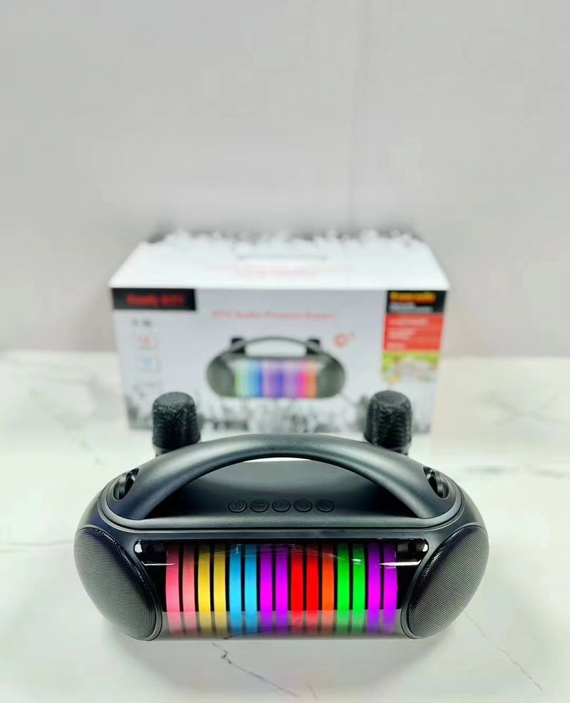 Difuzor portabil multifuncțional cu emițător de lumină colorată, subwoofer Bluetooth wireless Y15 pentru exterior, desktop_voghion.com