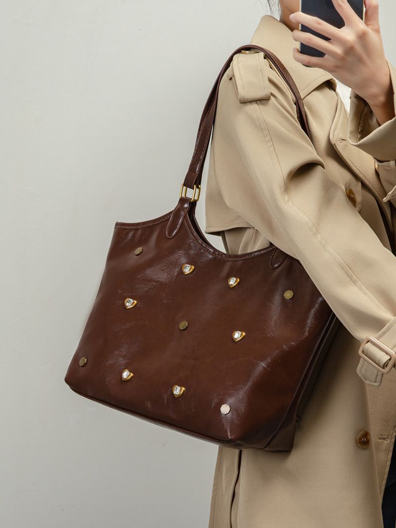 Forest Hochwertige Nischendesign-Tragetasche mit großem Fassungsvermögen für Damen im Frühherbst-Stil im Lazy-Stil, braune Umhängetasche aus weichem Leder_voghion.com