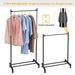 15kg/33lbs Garment Racks 3.12ft-4.80ft Height Adjustable Clothes Stand Foldable Clothes Hanger W/ Wheels Storage Shelf For Dormitory Home_voghion.com