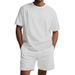 2025 Summer Men's Large Size Loose Simple Jacquard High Street Short Sleeve Round Neck Two-Piece Set_voghion.com