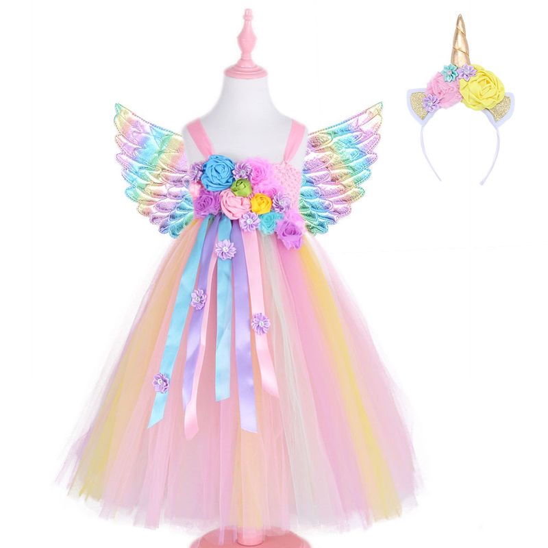 Vestido de princesa infantil saia meninas vestido de malha festival festa performance saia tutu_voghion.com