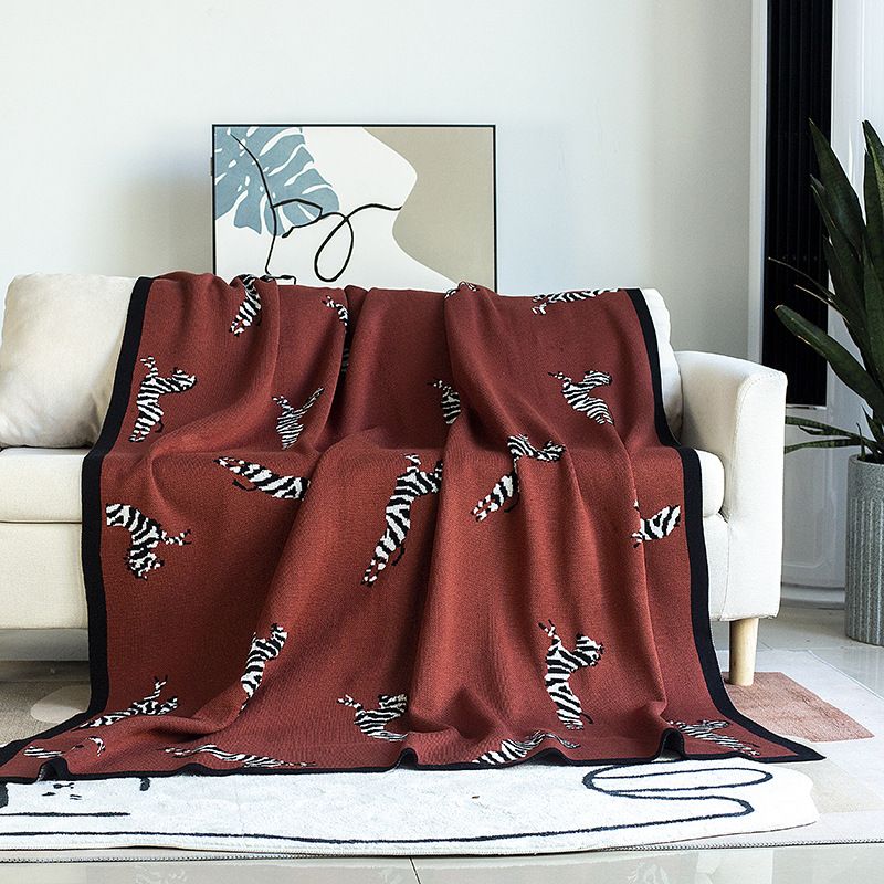 Luxury Retro Style Zebra Jacquard Blanket Living Room Sofa Blanket Leisure Blanket Cover Blanket Knitted Blanket Nap Air Conditioning Blanket_voghion.com
