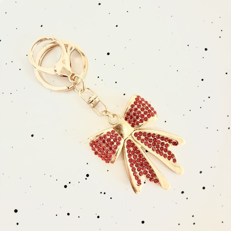 Porte-clés de voiture en métal avec nœud en diamant, pendentif mignon pour sac à main pour femme, anneau, accessoires, cadeau d'affaires_voghion.com