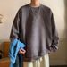 New suede hoodie for men in spring and autumn, loose fitting with inner layer, men's round neck long sleeved base shirt_voghion.com