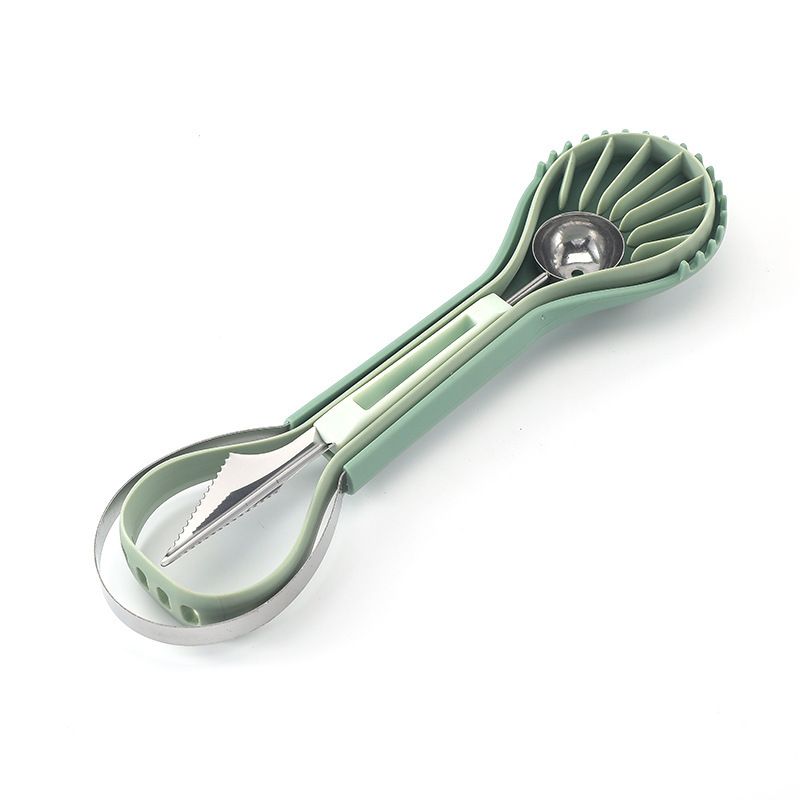 Set di tre pezzi per scavino per anguria, melone e frutta, sei in uno, con cucchiaio a doppia testa._voghion.com