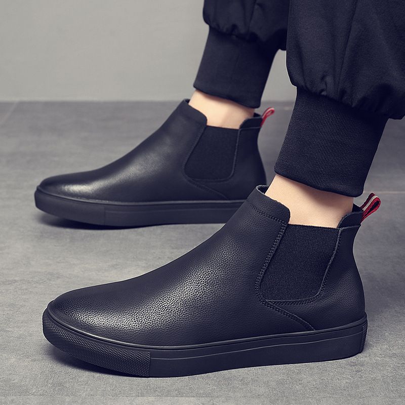 European Warm Series 2025 New Men's Short Genuine Leather Martin With Fleece Lining Warm Slip-On Fashion Boots For Autumn And Winter_voghion.com