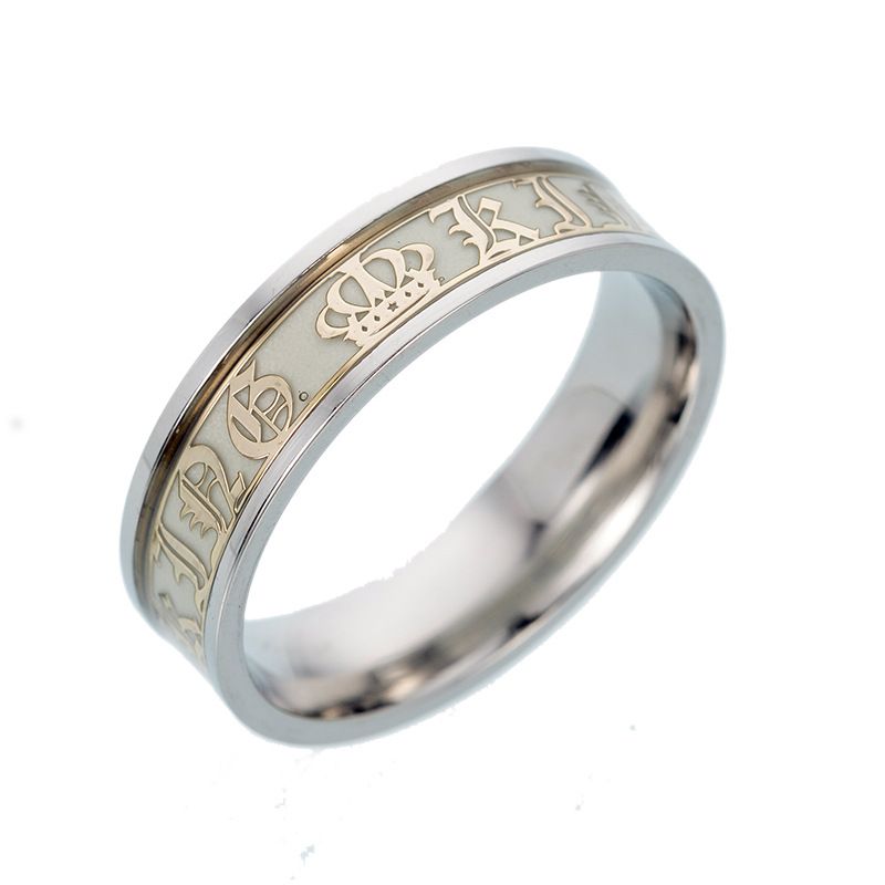 Couple ring King and Queen ring Stainless steel ring luminous luminous jewelry_voghion.com